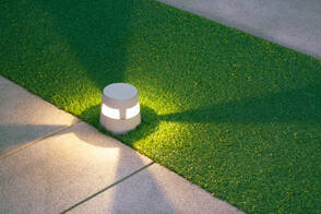neatly installed artificial grass in a compound